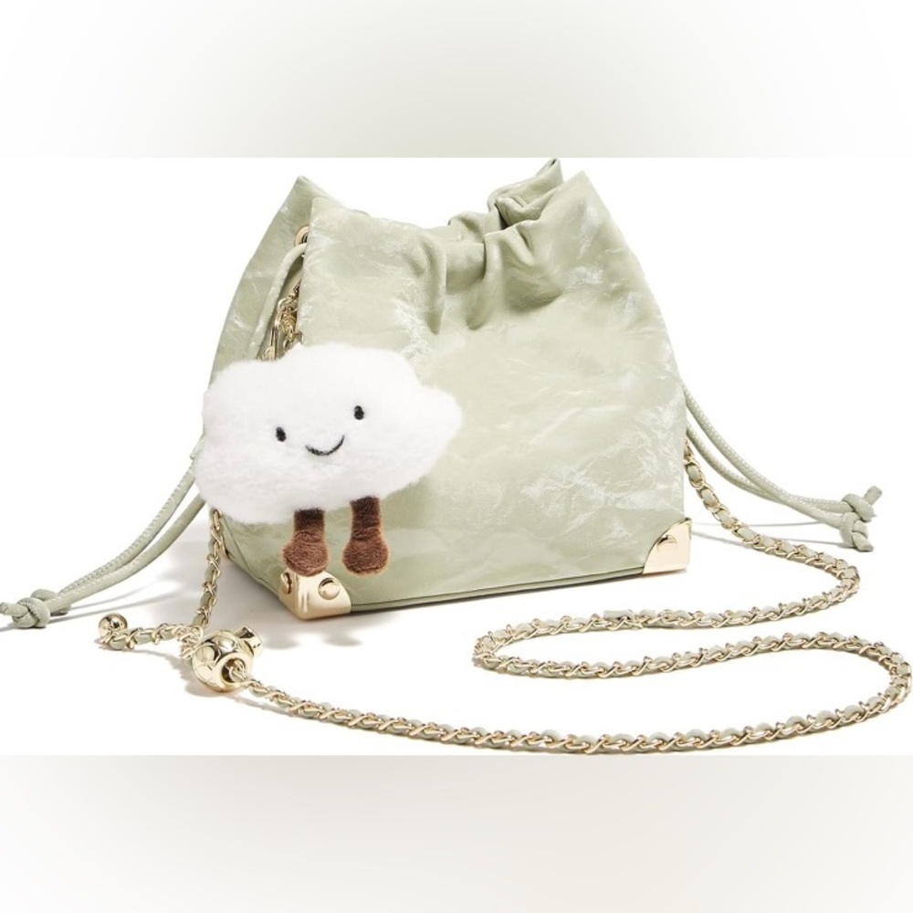 FOXER Chamois Crossbody bag Small Bucket Soft Pastel Marble Green Leather